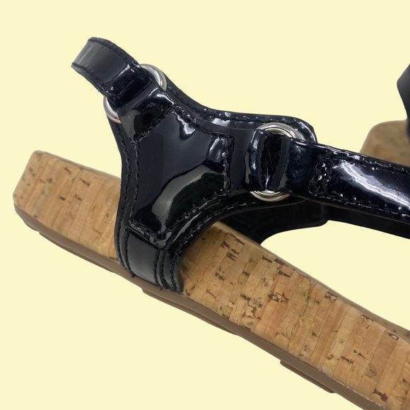 Prada Black Patent Leather Cork Sandals - Picture 3 of 9